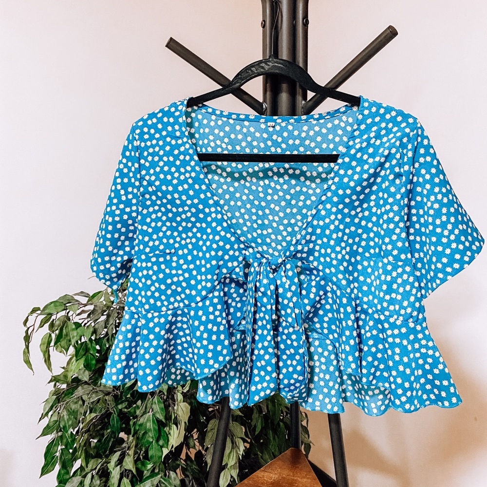 floral tie front top